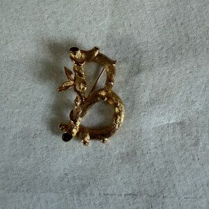 Vintage letter B bamboo brooch Sarah Coventry